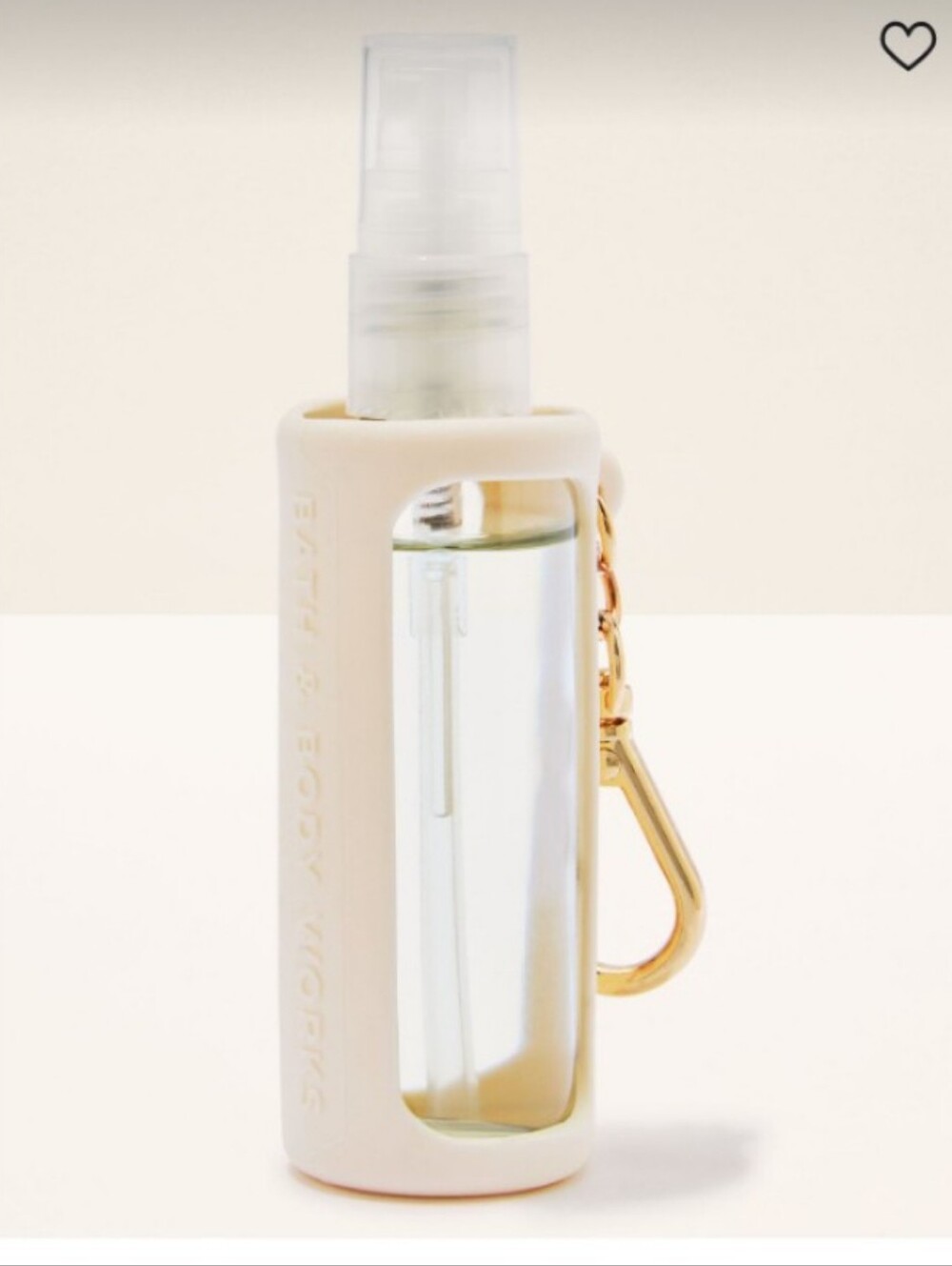 Bath & Body Works Cream Silicone Spray Bottle with Gold Clip